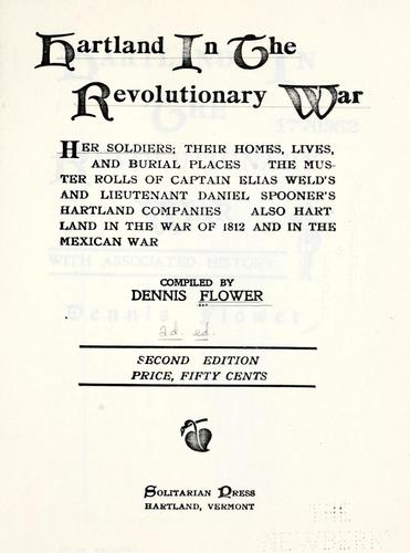 Cover for Hartland in the Revolutionary War