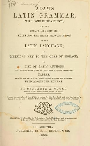 Cover for Adam's Latin grammar