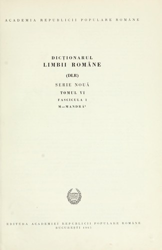 Cover for Dicționarul limbii române (DLR), Serie nouă