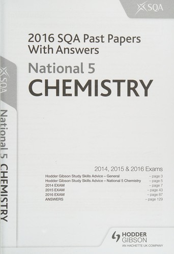 Cover for National 5 Chemistry 2016-17 SQA Past Papers with Answers