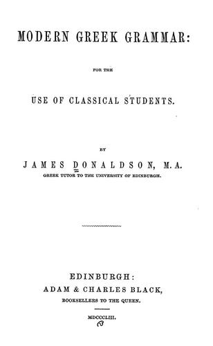Cover for Modern Greek grammar