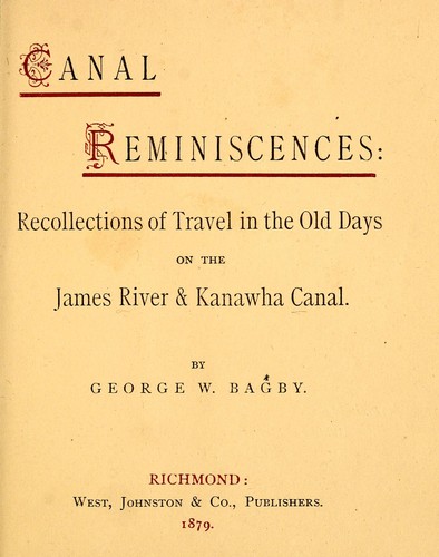 Cover for Canal reminiscences
