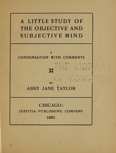 Cover for A little study of the objective and subjective mind