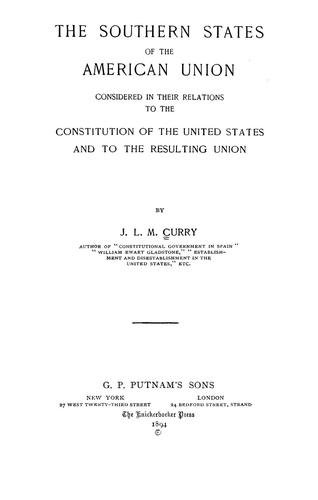 Cover for The southern states of the American union