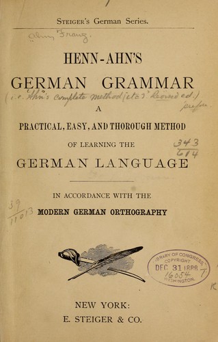 Cover for Henn-Ahn's German grammar