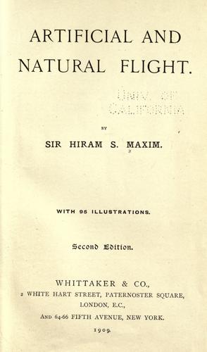 Cover for Artificial and natural flight.