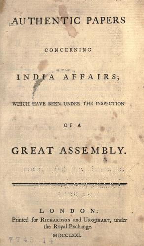 Cover for Authentic papers concerning India affairs