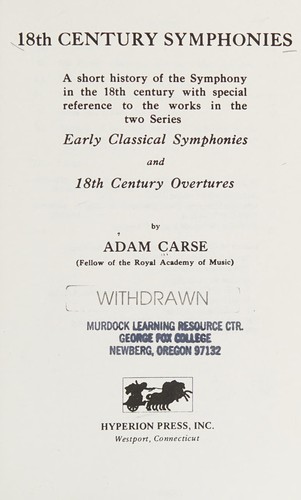 Cover for 18th century symphonies