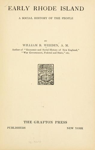 Cover for Early Rhode Island