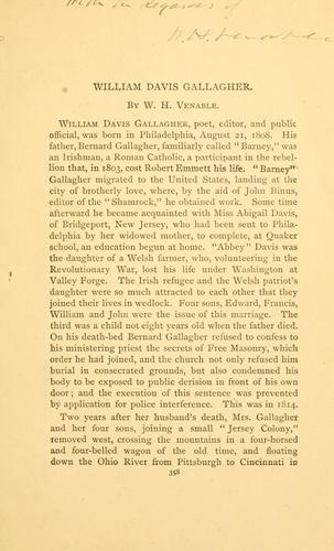 Cover for William Davis Gallagher.
