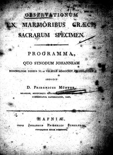 Cover for Observationum ex marmoribus græcis sacrarum specimen