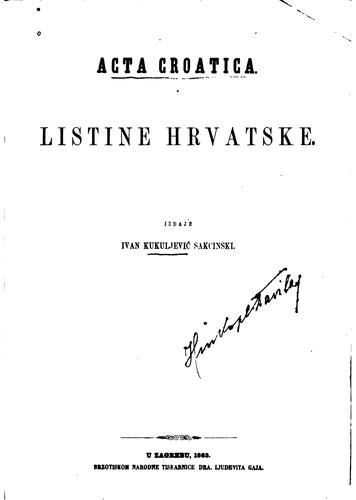 Cover for Acta croatica: Listine hrvatske
