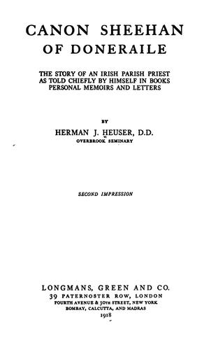 Cover for Canon Sheehan of Doneraile