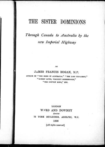 Cover for The sister dominions