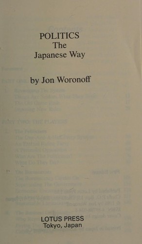 Cover for Politics, the Japanese way