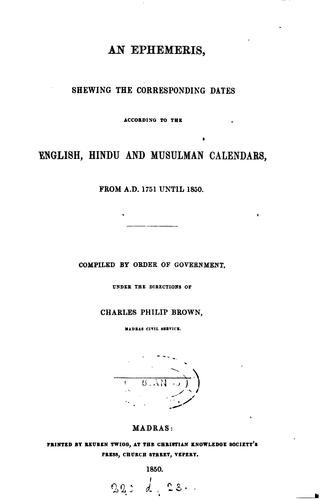 Cover for An Ephemeris: Shewing the Corresponding Dates According to the English ...