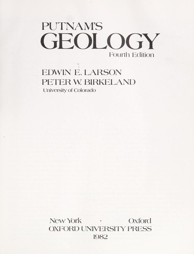 Cover for Putnam's Geology.