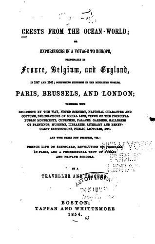 Cover for Crests from the ocean world; or, Experiences in a voyage to Europe ...