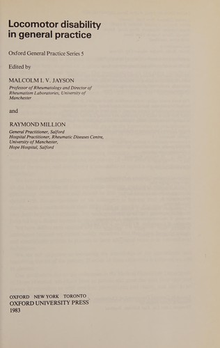 Cover for Locomotor disability in general practice