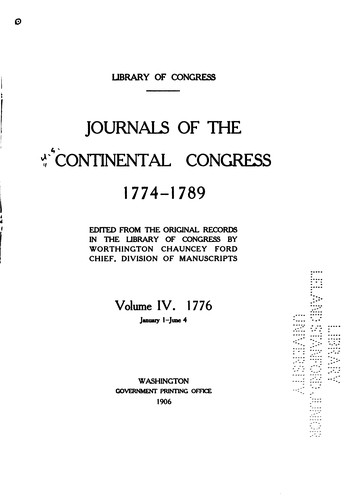 Cover for Journals of the Continental Congress