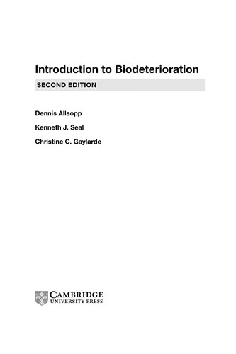 Cover for INTRODUCTION TO BIODETERIORATION.
