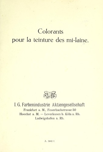Cover for Colorants pour la teinture des mi-laine