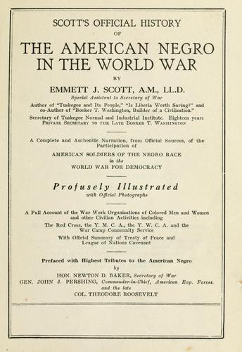 Cover for Scott's official history of the American Negro in the World War.