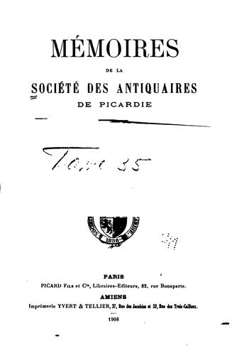 Cover for Mémoires de la Société des antiquaires de Picardie