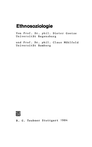 Cover for Ethnosoziologie