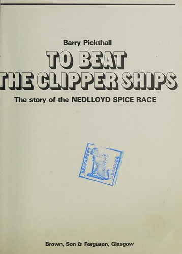 Cover for To beat the clipper ships