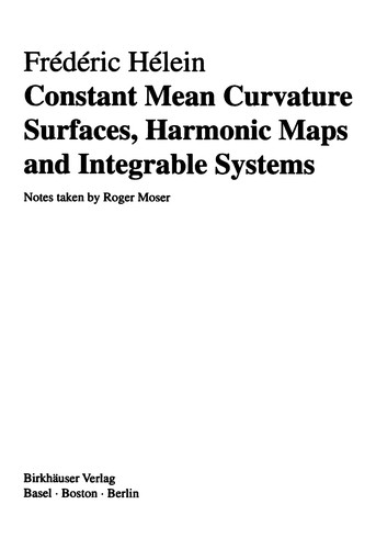 Cover for Constant mean curvature surfaces, harmonic maps and integrable systems