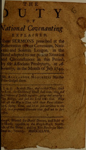 Cover for The duty of national covenanting explained