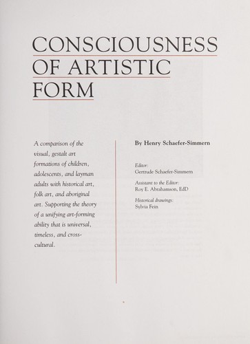 Cover for Consciousness of Artistic Form