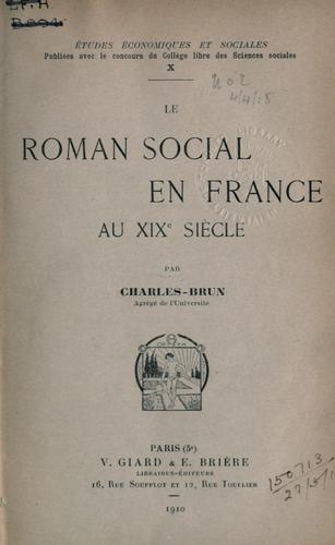 Cover for Le roman social en France au 19e siecle.