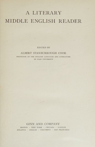 Cover for A Literary Middle English Reader. Edited by A. S. Cook