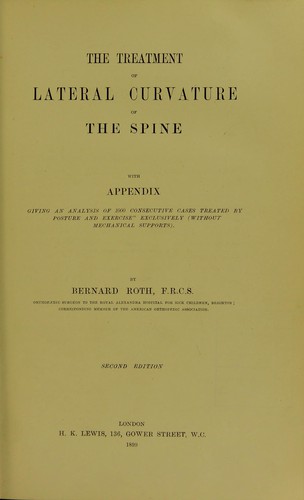 Cover for The treatment of lateral curvature of the spine