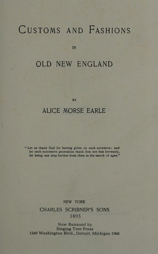 Cover for Customs and fashions in old New England