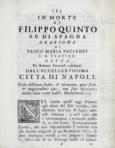 Cover for In morte di Filippo quinto, re di Spagna