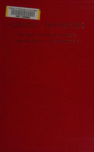 Cover for Greek thinkers; a history of ancient philosophy
