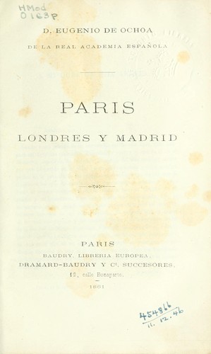 Cover for Paris, Londres y Madrid