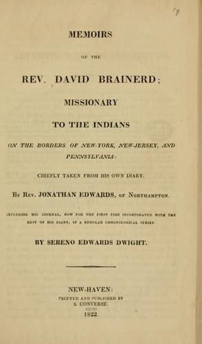Cover for Memoirs of the Rev. David Brainerd