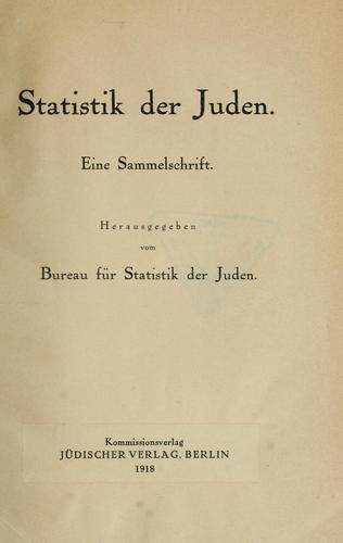 Cover for Statistik der Juden