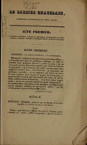 Cover for Le barbier châtelain