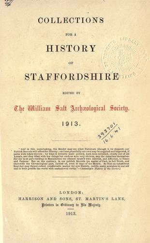 Cover for Collections for a history of Staffordshire. 1913