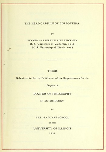 Cover for The head-capsule of Coleoptera