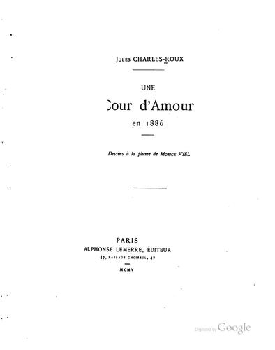 Cover for Une cour d'amour en 1886