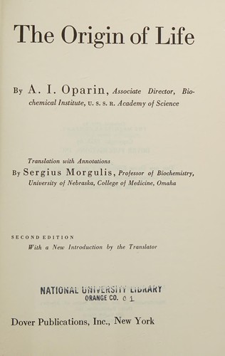 Cover for The Origin of Life