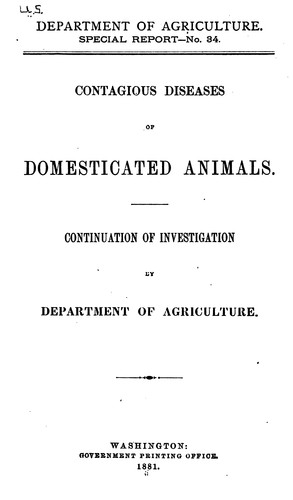 Cover for Contagious diseases of domesticated animals v. 2, 1881
