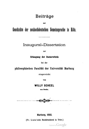 Cover for Beiträge zur Geschichte der neuhochdeutschen Gemeinsprache in Köln