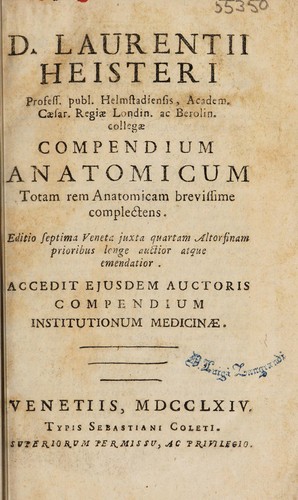 Cover for Compendium anatomicum totam rem anatomicam brevissime complectens